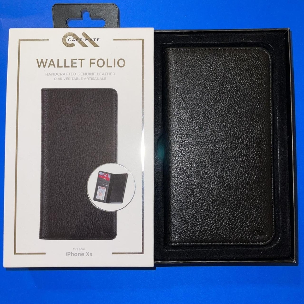 iPhone XR - Casemate Wallet Folio Case (BLACK GENUINE LEATHER)
